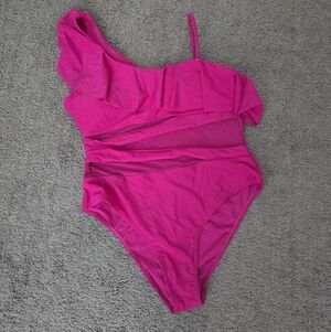 Vibrant Pink One-Shoulder Swimsuit